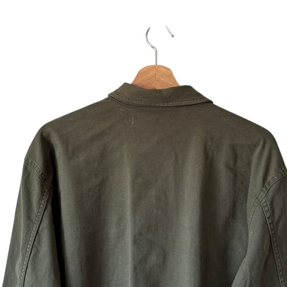 Good American S Utility Jacket Army Green Large Flap Pocket Snap Front Collared - Picture 6 of 14